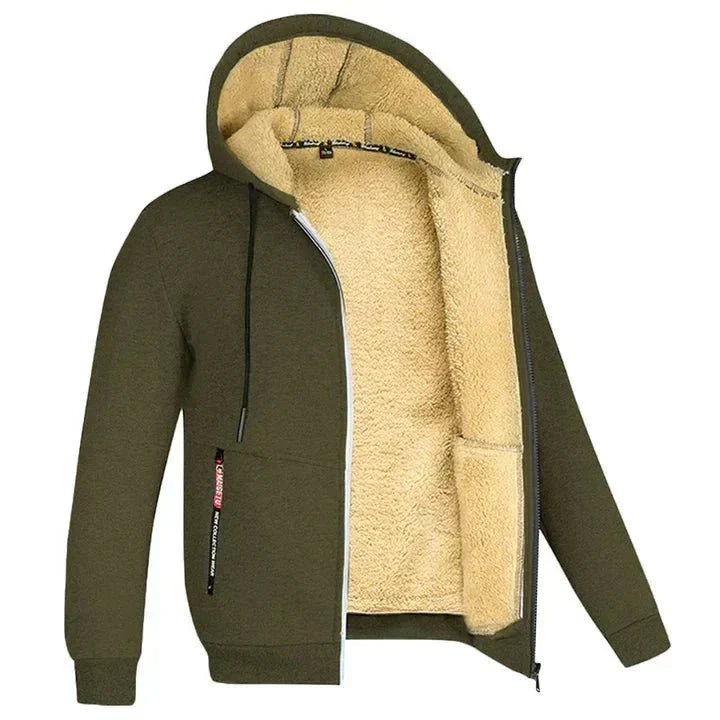 Fleece vest met capuchon en ritssluiting