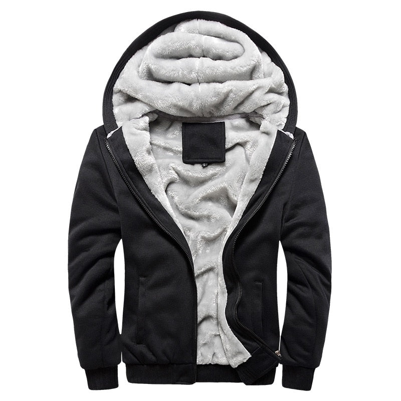 Fleece winterjack voor heren met capuchon en ritssluiting