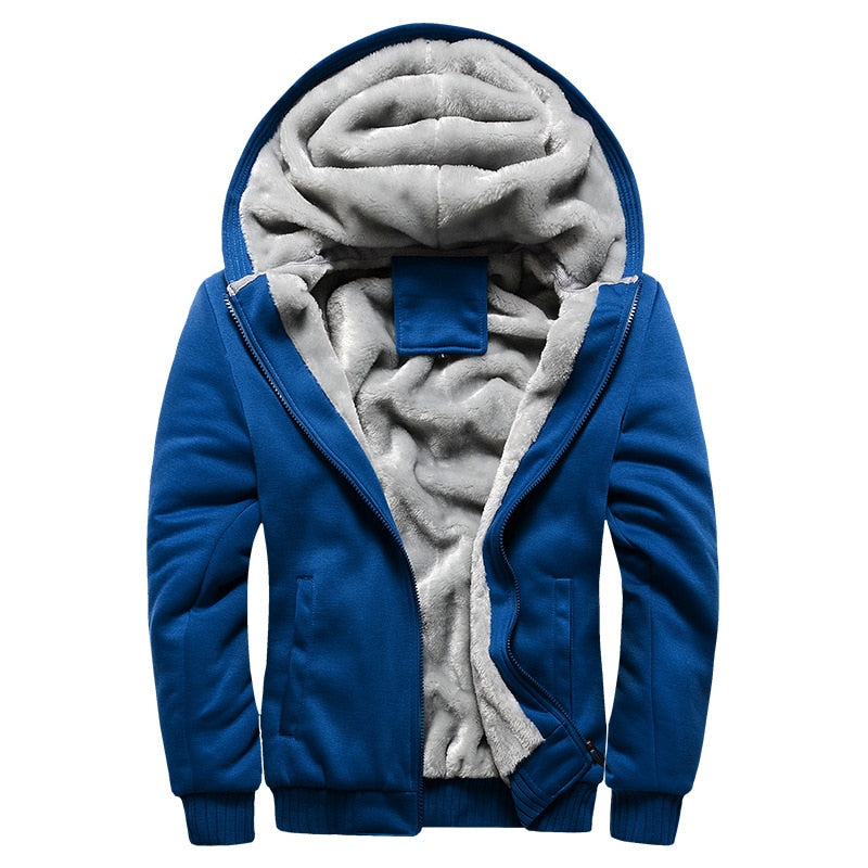 Fleece winterjack voor heren met capuchon en ritssluiting