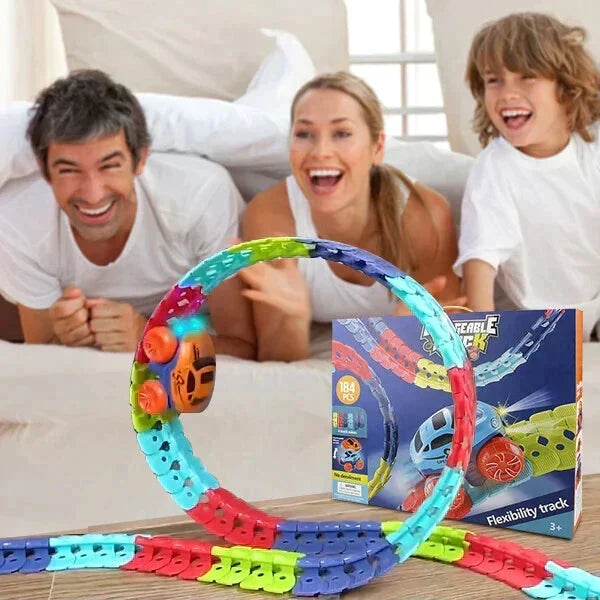 Flexibele racebaan met LED-auto | Interactief speelgoed voor kinderen
