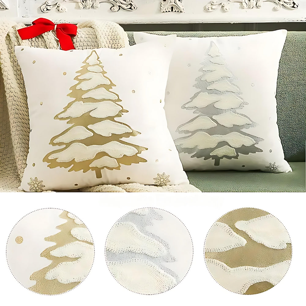 Fluwelen decoratieve kussenhoes met kerstboom