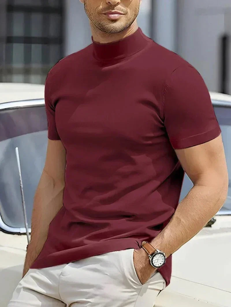 Functioneel heren-T-shirt met opstaande kraag