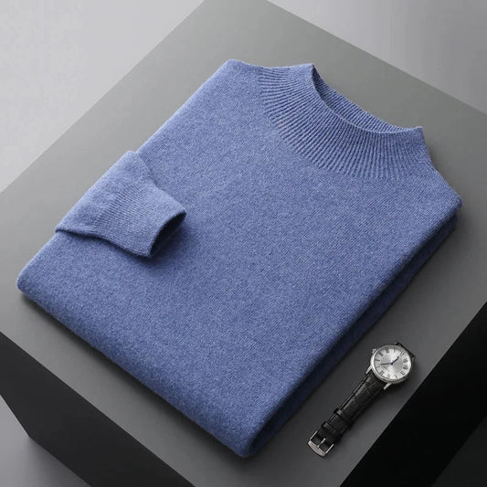 Gebreide herenpullover met opstaande kraag