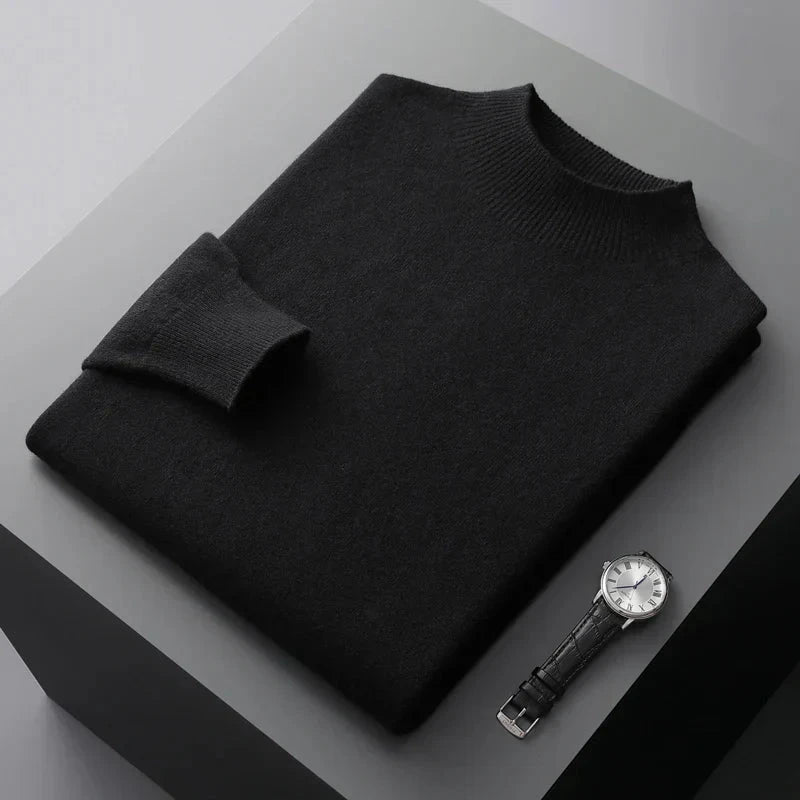 Gebreide herenpullover met opstaande kraag