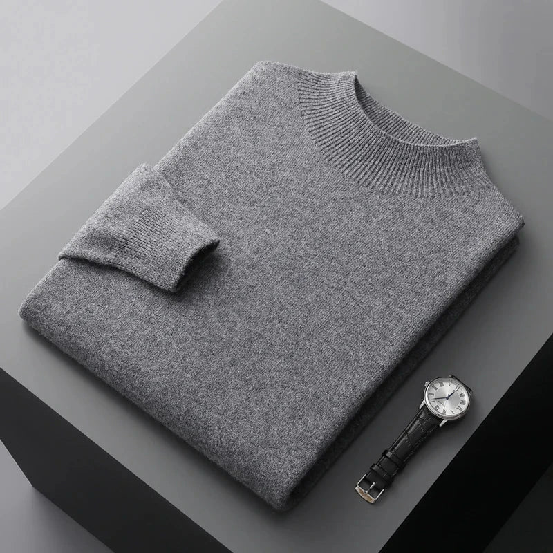 Gebreide herenpullover met opstaande kraag