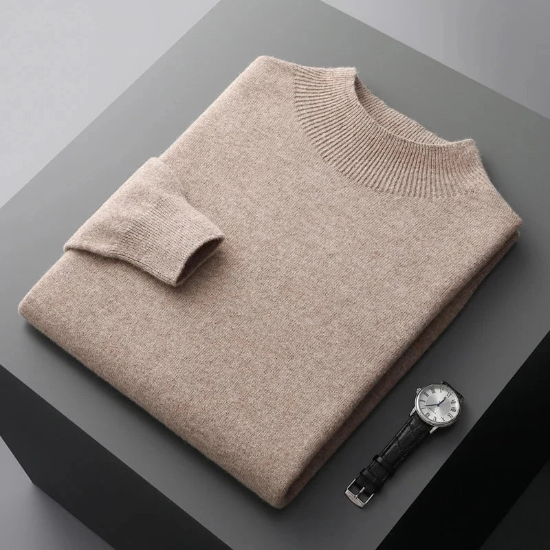Gebreide herenpullover met opstaande kraag