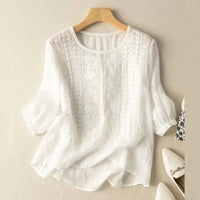 Geborduurde damesblouse in losse pasvorm