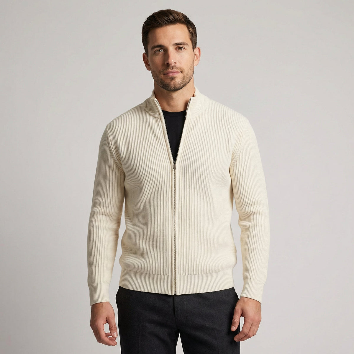Gebreid vest voor heren met ritssluiting
