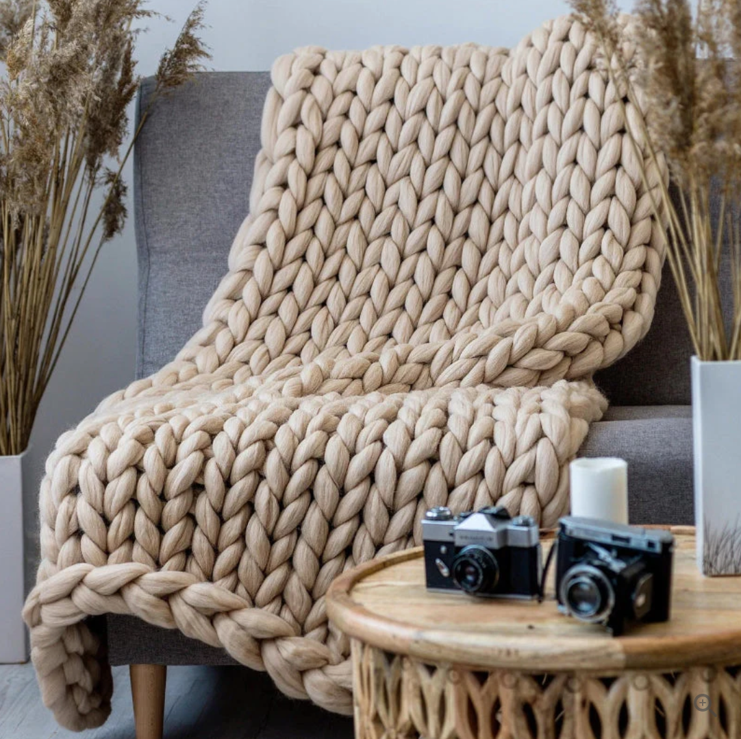 Gebreide deken van merinowol – Warmte & luxe