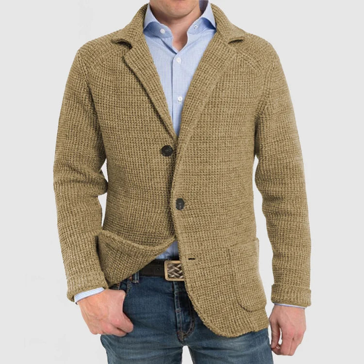 Gebreide herenblazer met tweeknoopssluiting