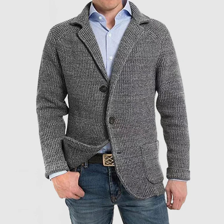 Gebreide herenblazer met tweeknoopssluiting