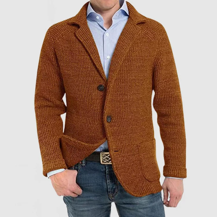 Gebreide herenblazer met tweeknoopssluiting