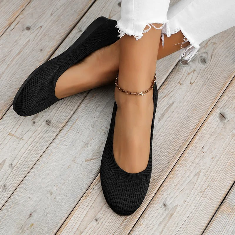 Gebreide instapballerina's voor dames