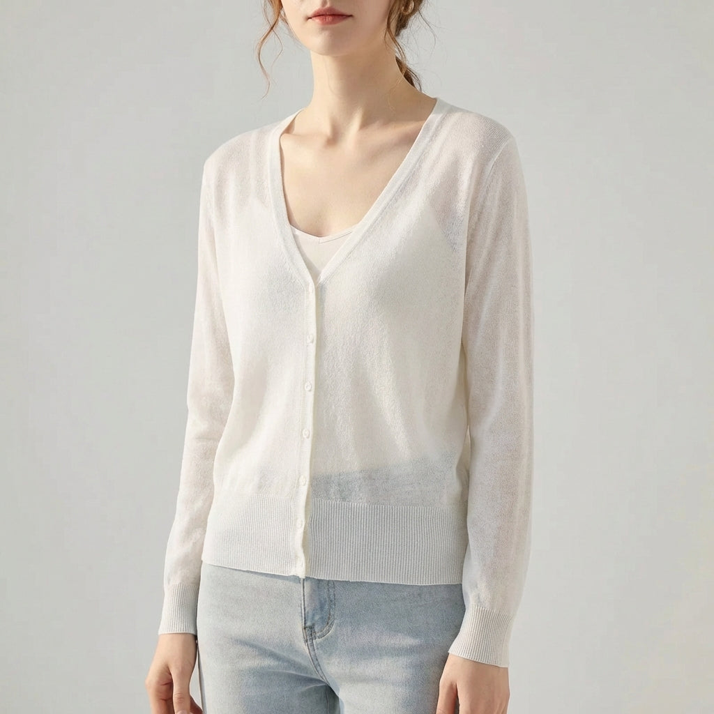 Gecropt vest met V-hals