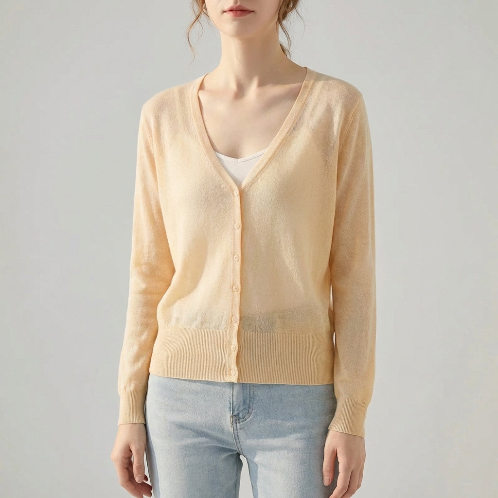 Gecropt vest met V-hals