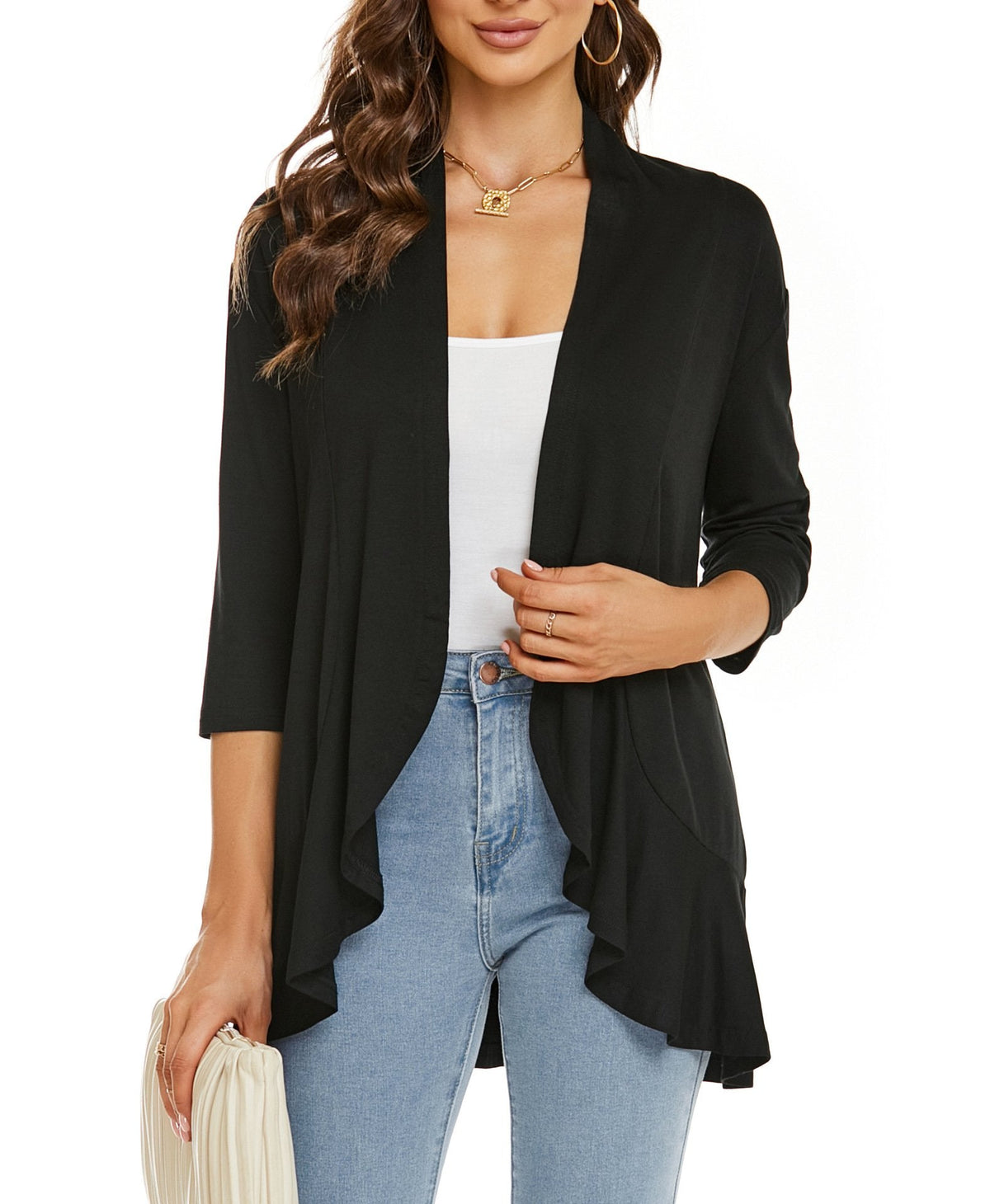 Gedrapeerd vest met open voorkant