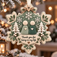 Gelaagd vilten 'Thank You'-ornament als aandenken