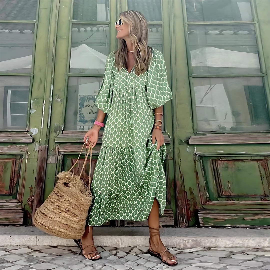 Gelaagde zomerse maxi-jurk voor dames