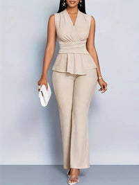 Geplooide peplum top & broek set
