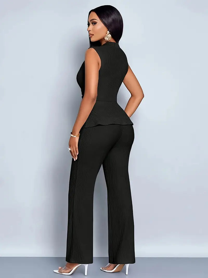 Geplooide peplum top & broek set