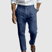 Geplooide slim-fit herenbroek