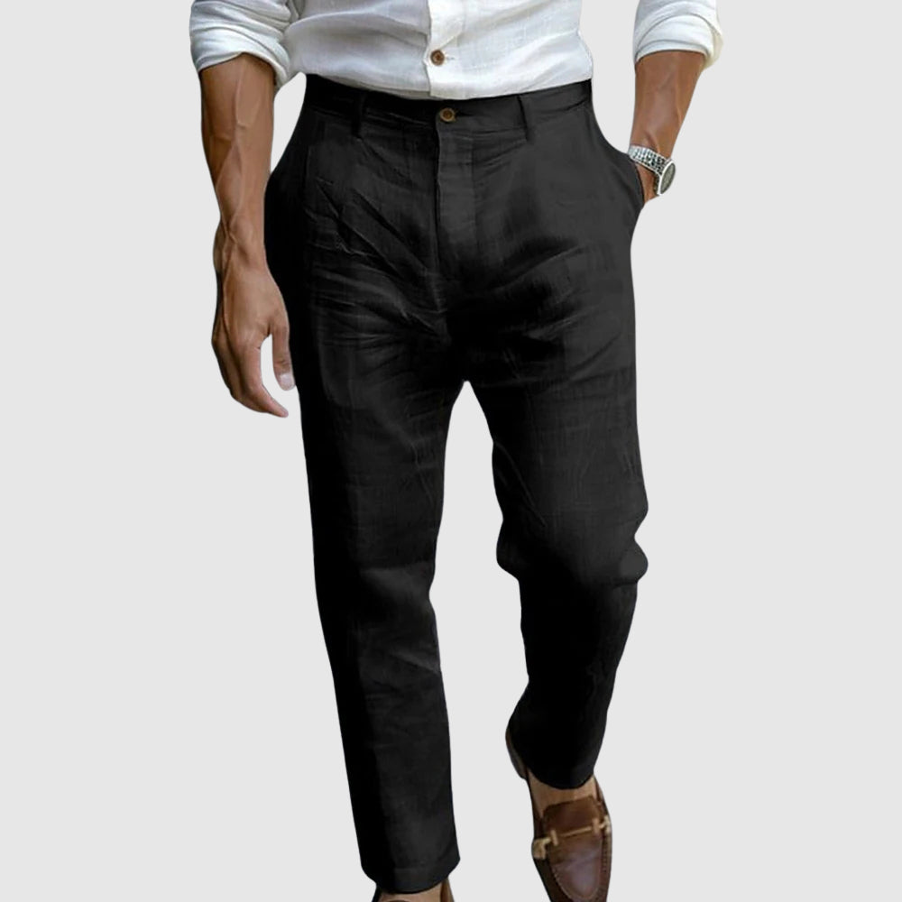Geplooide slim-fit herenbroek