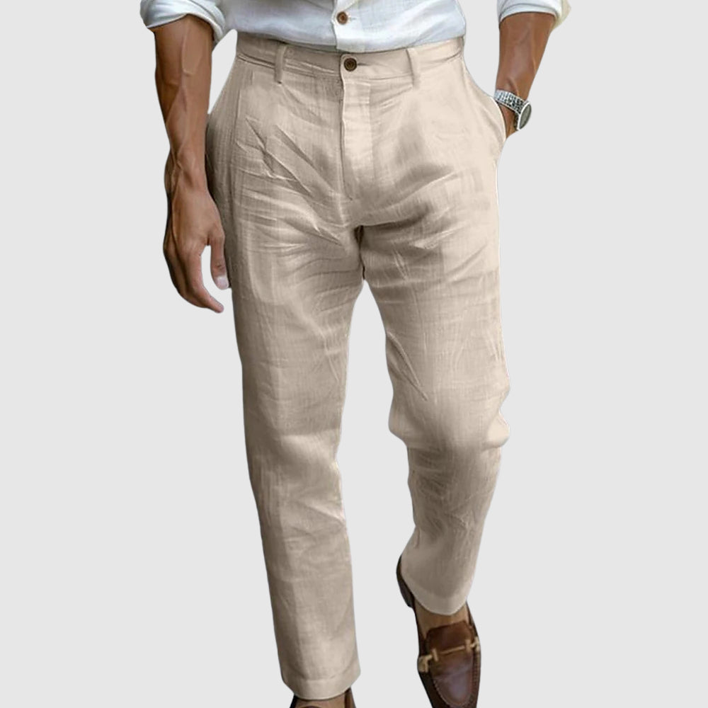 Geplooide slim-fit herenbroek
