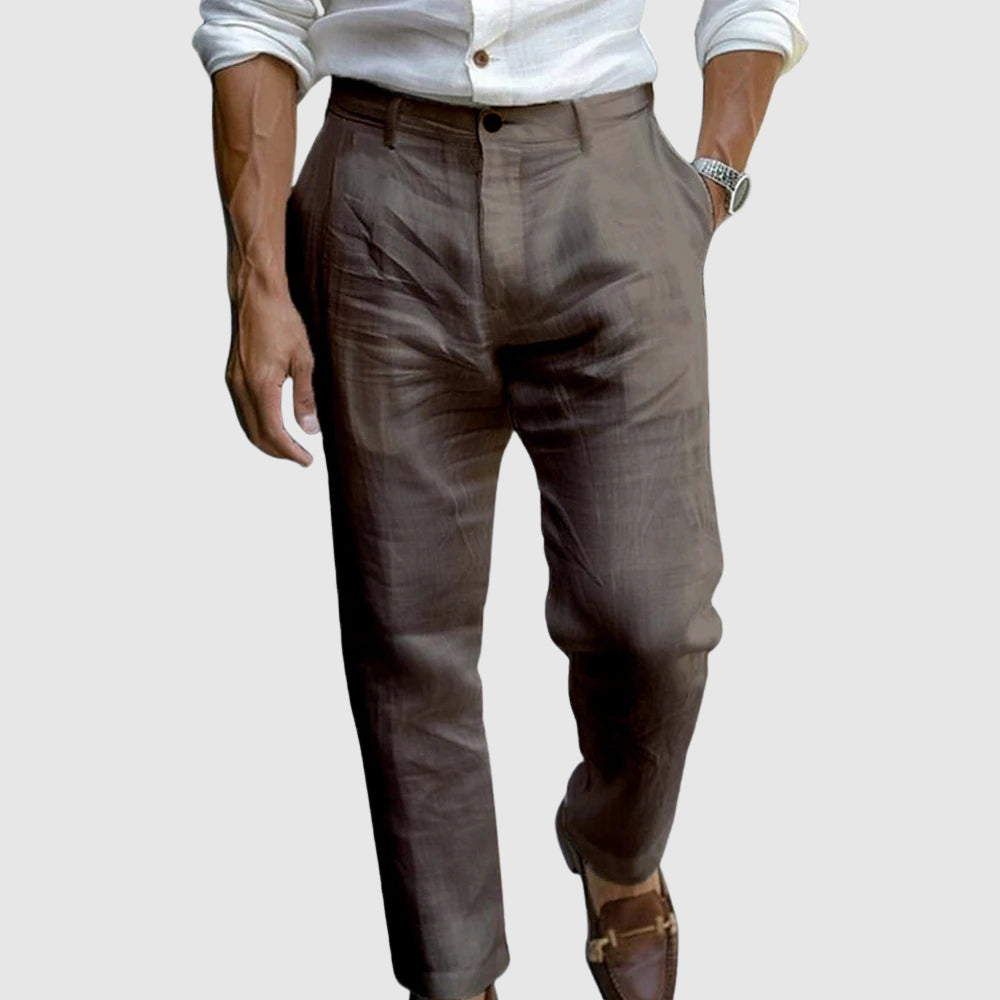 Geplooide slim-fit herenbroek