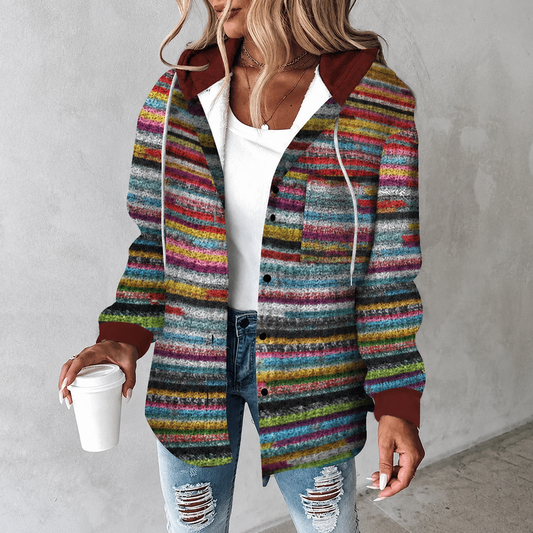 Gestreept damesvest met capuchon