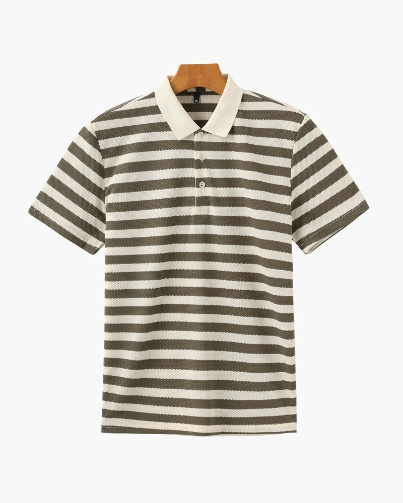 Gestreept katoenen herenpoloshirt met losse pasvorm