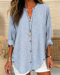 Gestreepte damesblouse met knoopsluiting