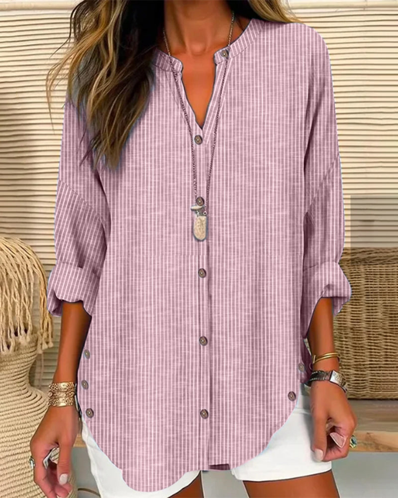 Gestreepte damesblouse met knoopsluiting