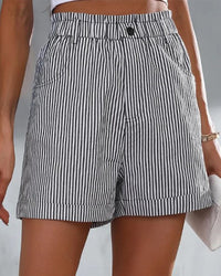 Gestreepte shorts met hoge taille