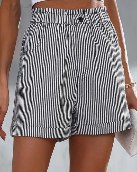 Gestreepte shorts met hoge taille