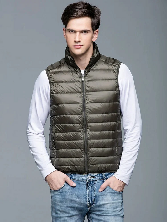 Gevoerde herenbodywarmer met minimalistisch design