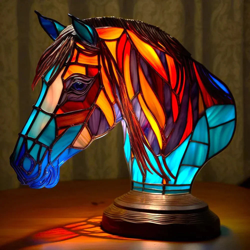 Glazen lamp met dierenmotieven en zacht licht