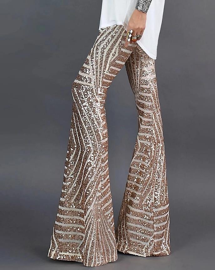 Glitter Flared Broek | Uitlopende Pijpen & Glanzende Stof