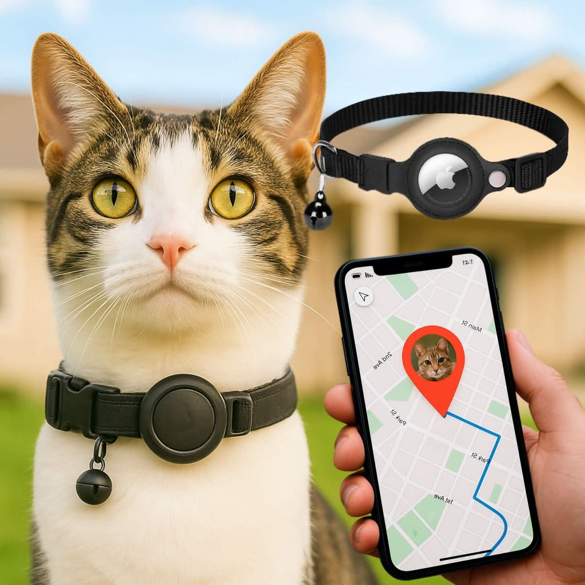 GPS-kattenband met reflecterend design