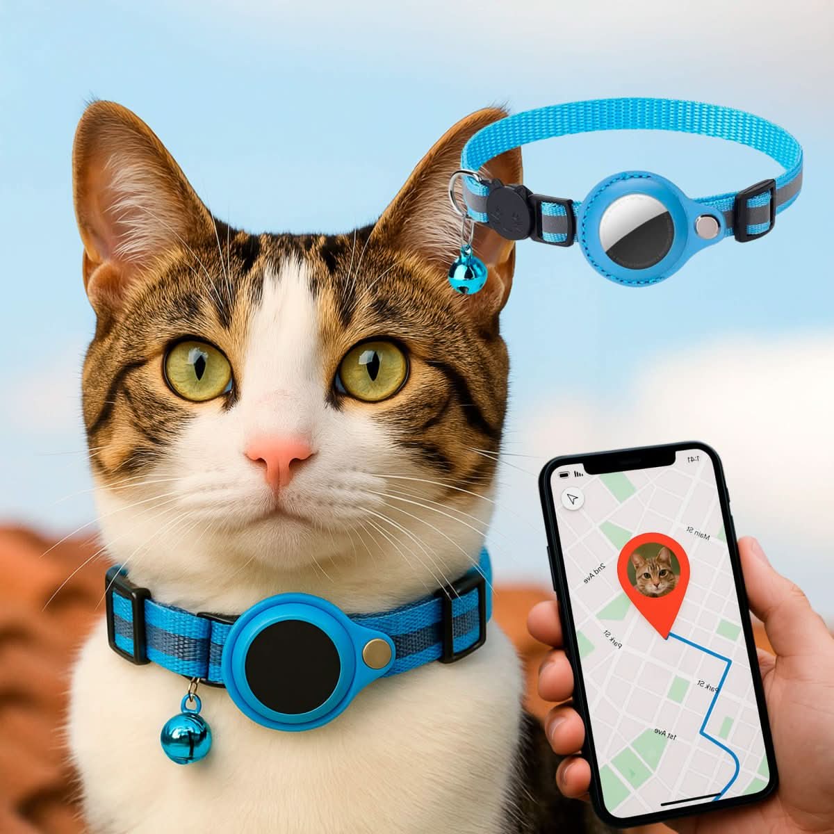 GPS-kattenband met reflecterend design