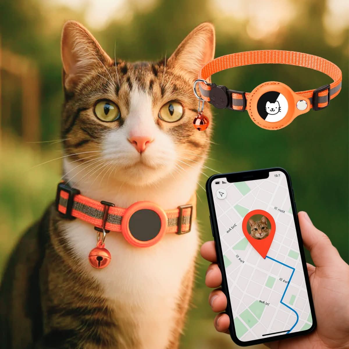 GPS-kattenband met reflecterend design