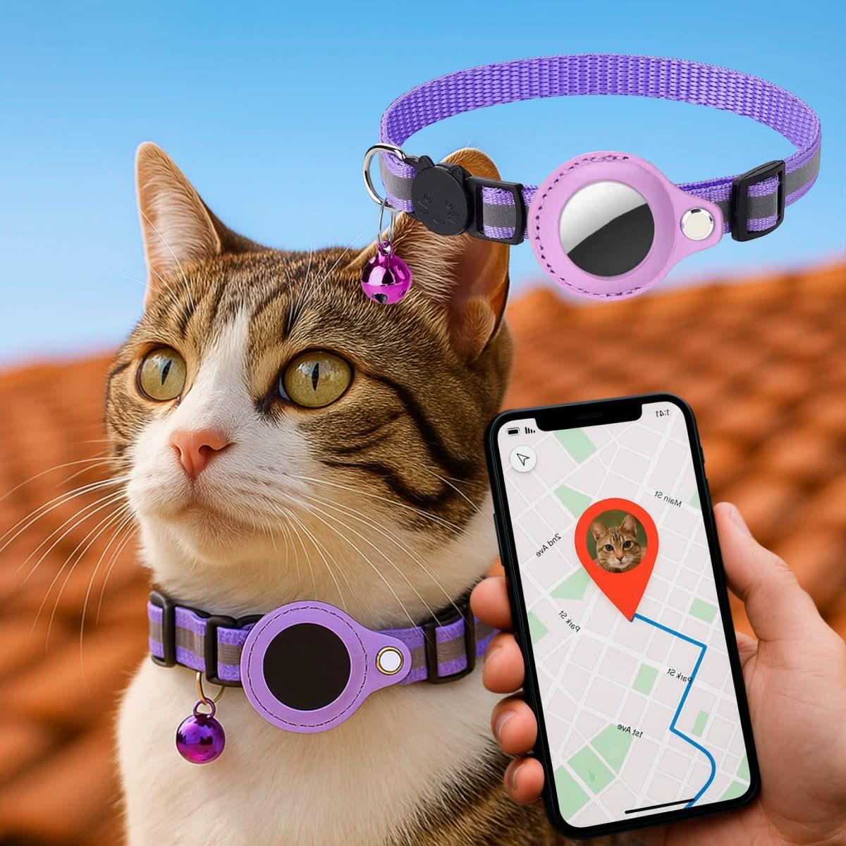 GPS-kattenband met reflecterend design