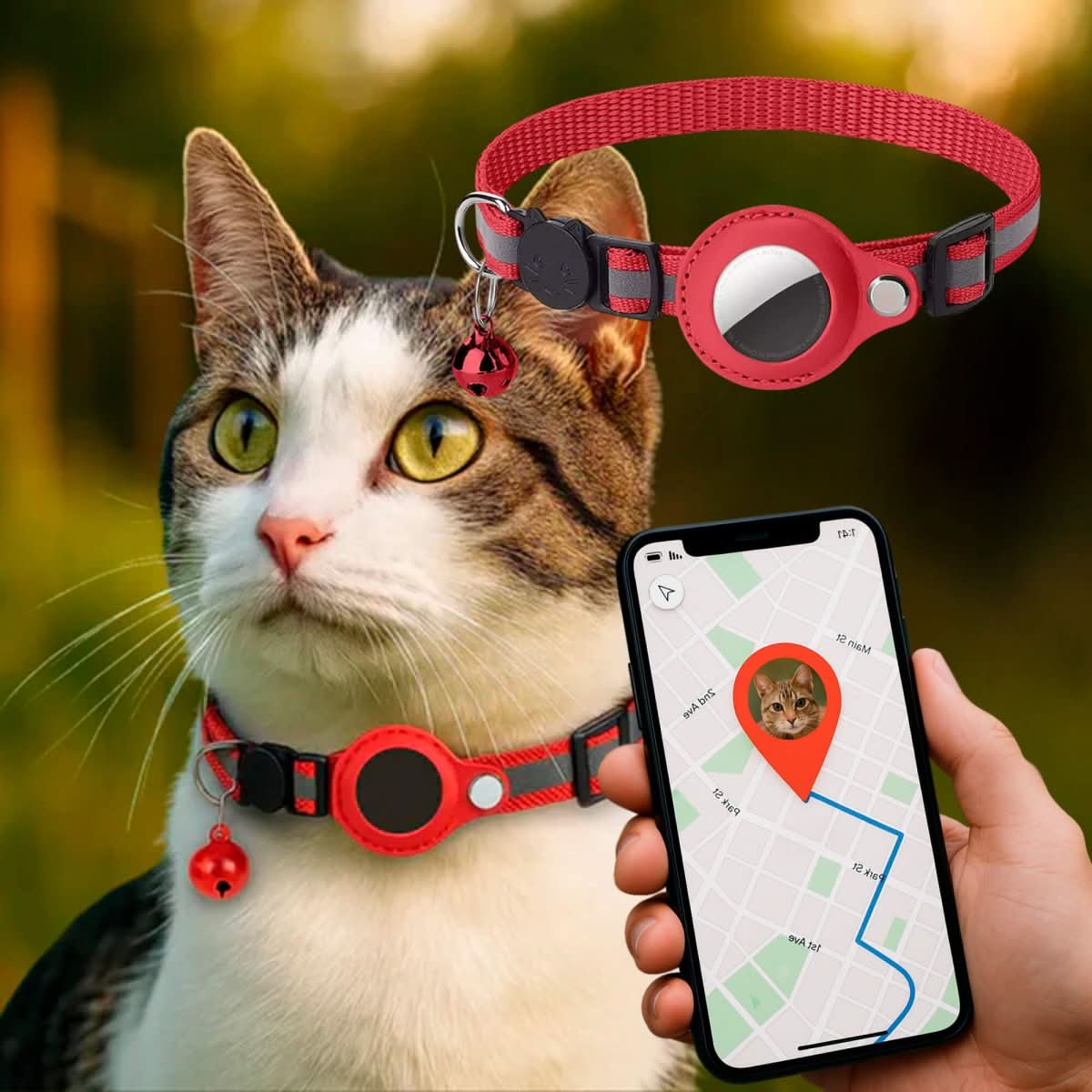 GPS-kattenband met reflecterend design