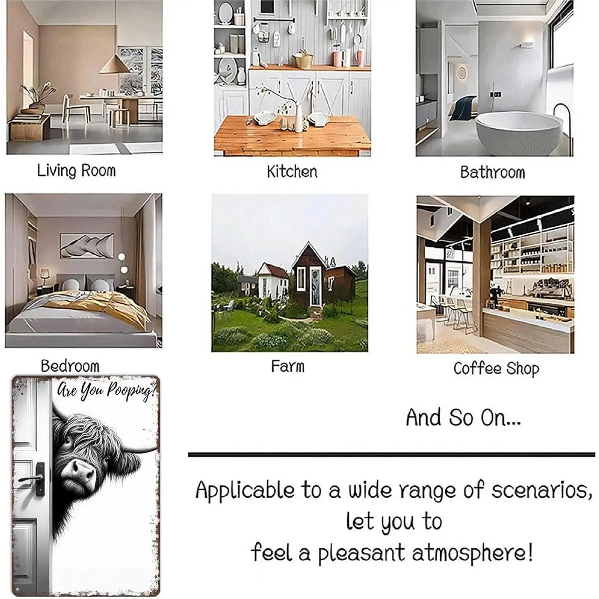 Grappig Rustiek Badkamerbord Met Schotse Hooglander En Frame