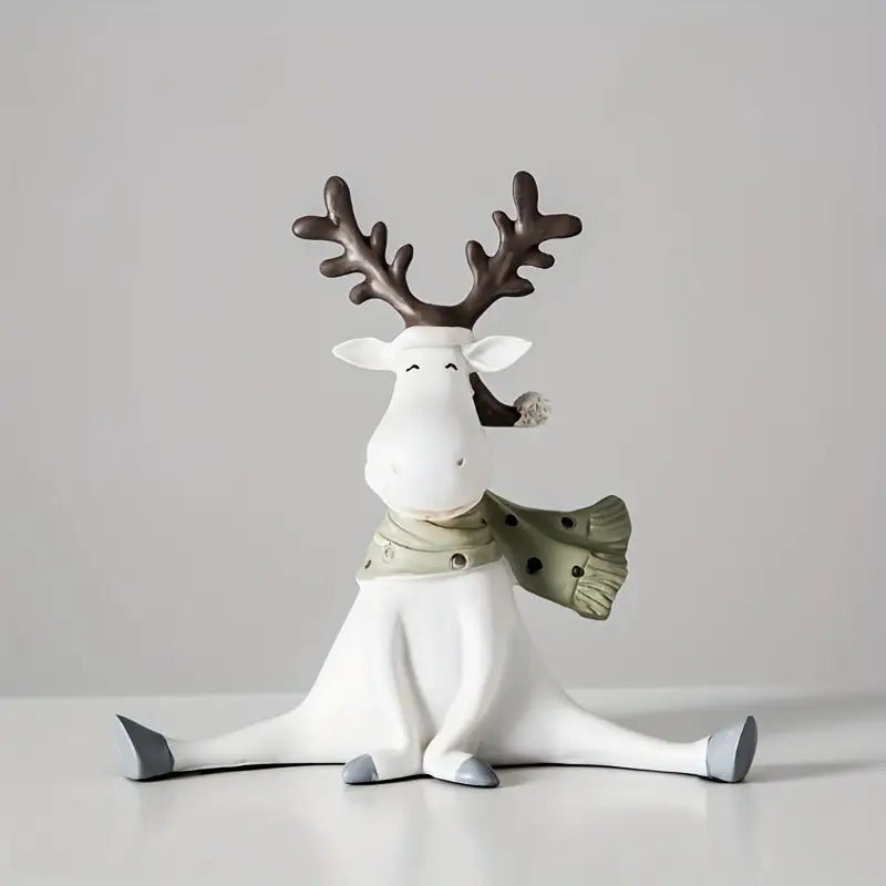 Handgemaakt rendierbeeldje met sjaal voor feestelijke kerstdecoratie