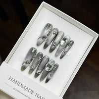 Handgemaakte decoratieve press-on nagelset