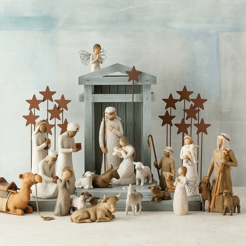 Handgemaakte kerststalset - 20-delige kerstcollectie