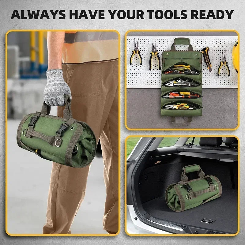 Heavy-duty oprolbare gereedschapstas organizer