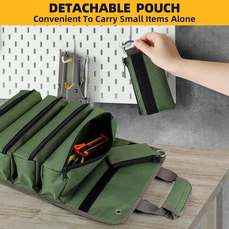 Heavy-duty oprolbare gereedschapstas organizer
