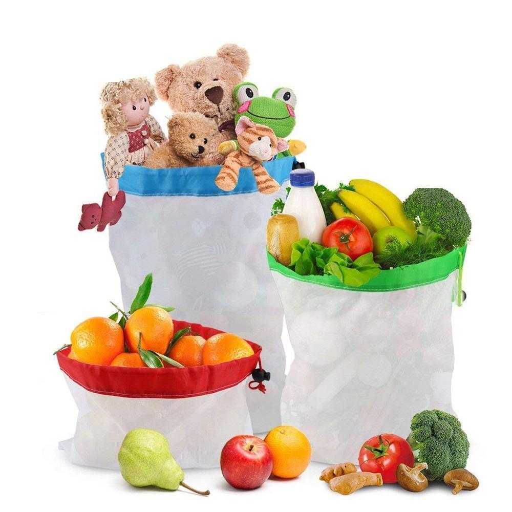 Herbruikbare en ademende opbergzakjes voor groente en fruit - Set van 12