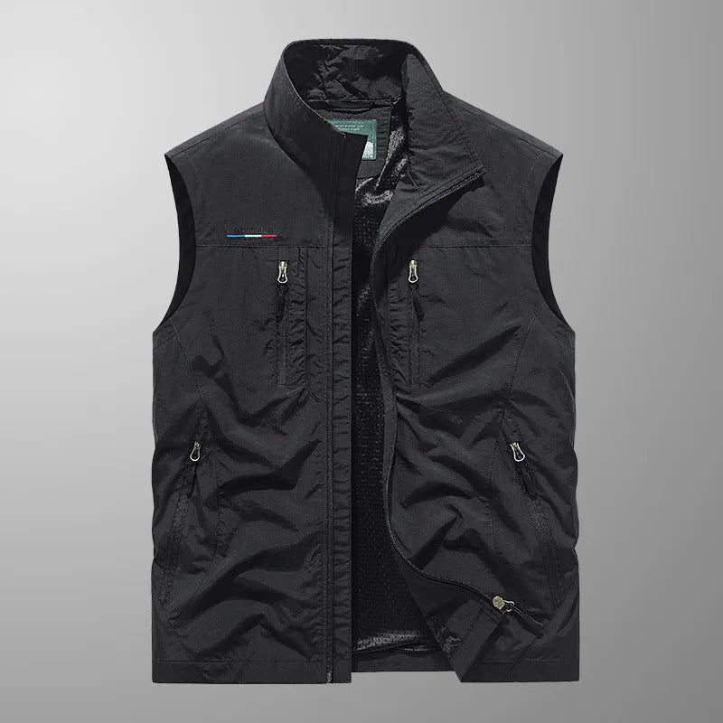 Heren bodywarmer met ritssluiting - Mouwloos jack met opstaande kraag